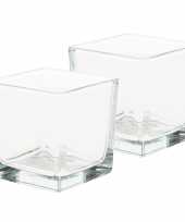 10x waxinelichtjes waxinelichtjes kaarsenhouders kubusvormig 8 x 8 cm