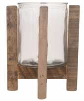 1x houten waxinelichthouders waxinelichthouders 17 5 cm
