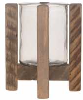 1x houten waxinelichthouders waxinelichthouders 21 cm