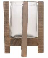 1x houten waxinelichthouders waxinelichthouders 24 5 cm