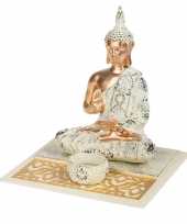 Boeddha beeld met waxinelichthouder voor binnen 19 cm