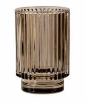 Ronde waxinelichthouders waxinelichthouders glas bruin 13 cm