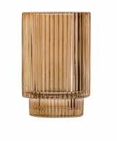 Ronde waxinelichthouders waxinelichthouders glas goud 13 cm