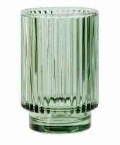 Ronde waxinelichthouders waxinelichthouders glas groen 13 cm