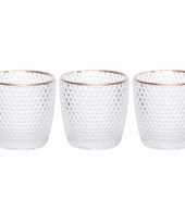 Set van 6x stuks waxinelichthouders waxinelichthouders bubbel glas transparant 7 5 cm