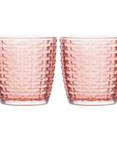 Set van 8x stuks waxinelichthouders waxinelichthouders glas rood 9 x 9 cm steentjes motief