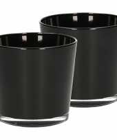 Set van 8x stuks waxinelichtjes waxinelichtjes kaarsenhouders zwart 10 x 9 cm